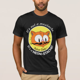 Camiseta MEOW-BIGOTE Gato Bigote Divertido Dibujo Animado
