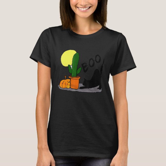 Camiseta Meow Black Cat Face Boo Halloween (Anverso)