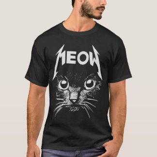 Camiseta Meow Black Cat Metalizado Kitty Rocks