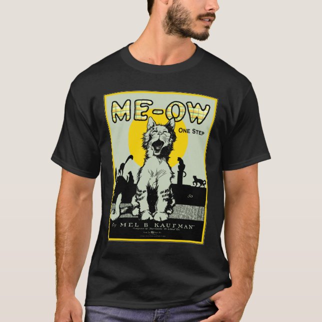 Camiseta Meow Cat Art - Vintage (Anverso)