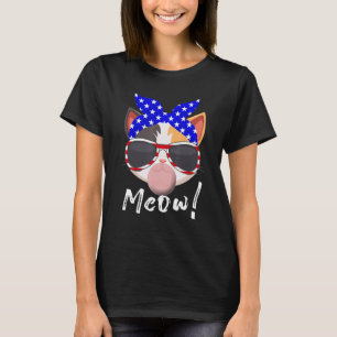 Camiseta Meow Cute Cat Bow Tie gafas de sol que soplan burb