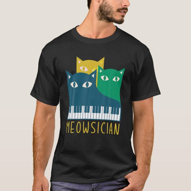 Camiseta Meow, el músico del gato Meowsician Lover (Anverso)