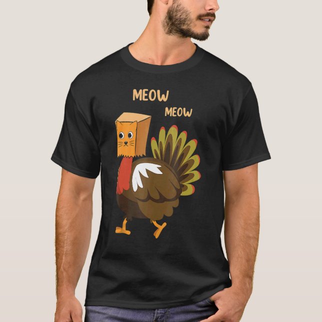 Camiseta Meow Fake Cat  Family Matching Thanksgiving Turkey (Anverso)