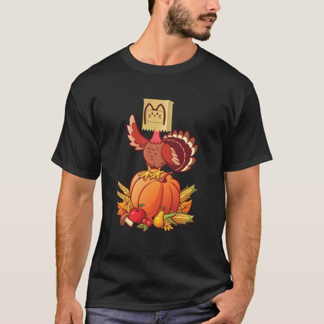Camiseta Meow Fake Turkey Cat Costume Funny Pun Thanksgivin (Anverso)