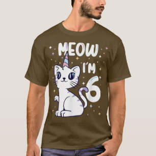 Camiseta Meow Im fiesta de gato de 6 días lindo 6 cumpleaño
