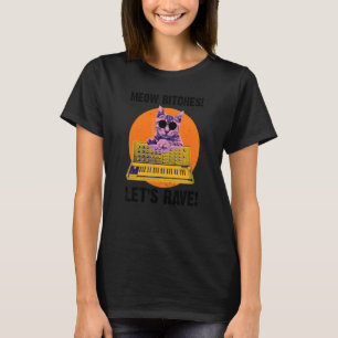 Camiseta Meow Lets Rave Techno Cat Synthesizer Rave Synth D