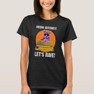 Camiseta Meow Lets Rave Techno Cat Synthesizer Rave Synth D