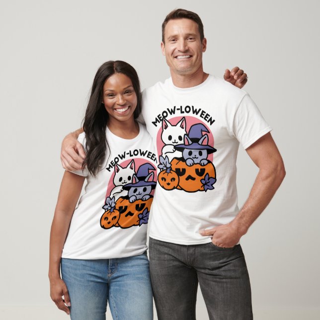 Camiseta Meow-Loween - Diseño de felinos Halloween (Unisexo)
