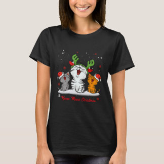 Camiseta Meow Meow Christmas Cat Wear Reindeer