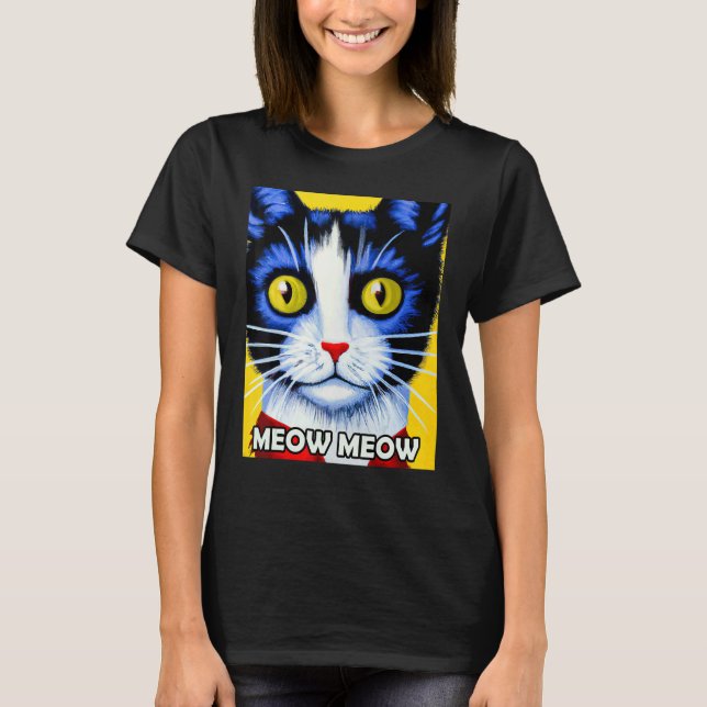 Camiseta Meow Meow Cuato Gato Gato Gatito Gatito Gatito En  (Anverso)