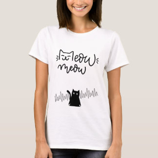 Camiseta Meow Meow Cute Cat Face Heartbeat