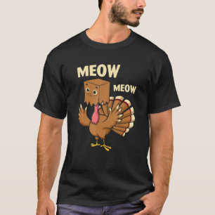 Camiseta Meow Meow Turkey Cat Face Otoño Caída Acción de Gr