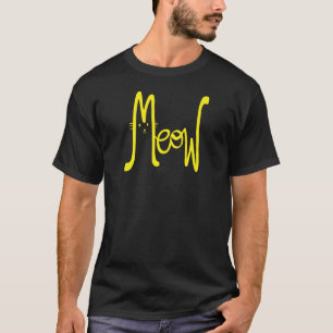 Camiseta Meow Minimal Amarillo Moderno Scripto Papá Gato Ty