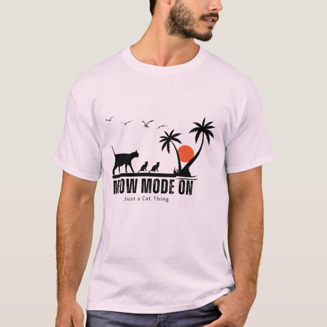 Camiseta Meow Mode On – Tropical Cat Beach Adventure Design (Anverso)