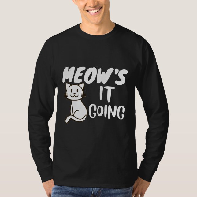 Camiseta Meow S It Going Cat Dog Wine Animals Vegans Games (Anverso)