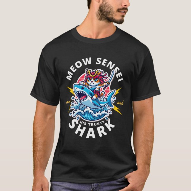 Camiseta Meow Sensei y su tiburón oxidado (Anverso)