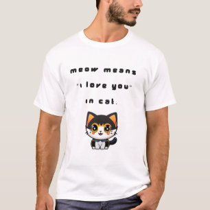 Camiseta Meow significa "te amo" en gato.
