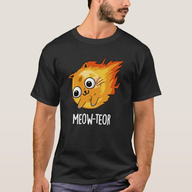 Camiseta Meow-teor Funny Meteor Pun Dark BG (Anverso)
