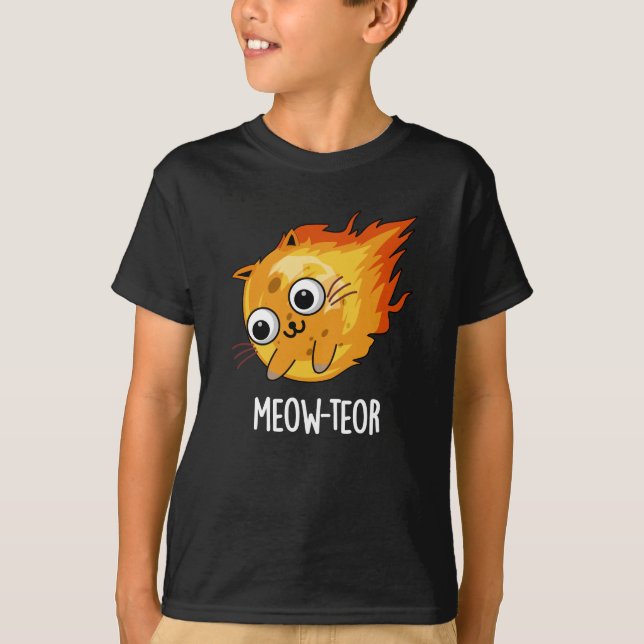 Camiseta Meow-teor Funny Meteor Pun Dark BG (Anverso)
