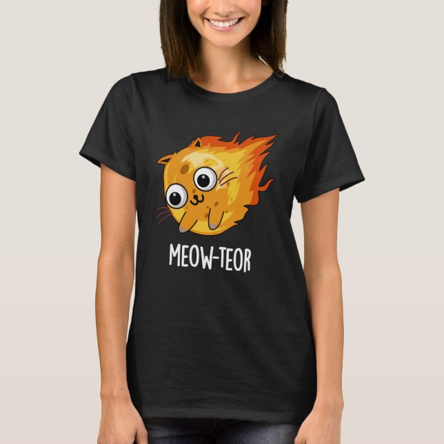 Camiseta Meow-teor Funny Meteor Pun Dark BG (Anverso)