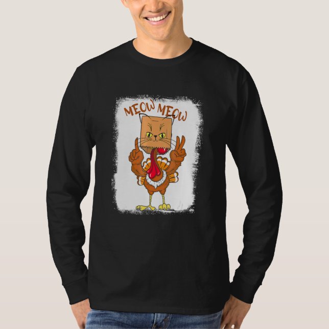 Camiseta Meow Turkey disfraz gato de acción de gracias de T (Anverso)