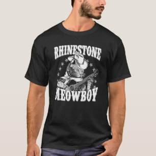 Camiseta Meowboy Divertido Meow Vaquero Gato Tocando Guitar