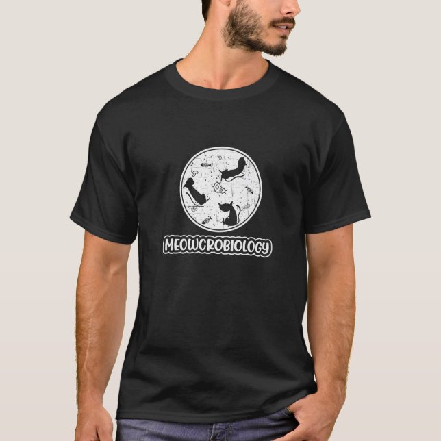 Camiseta Meowcrobiology - Funny Microbiology Science Bacter (Anverso)