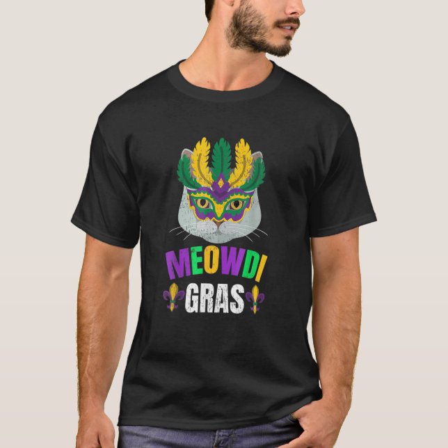 Camiseta Meowdi Gras Cat For The Next Mardi Gras Cat Meowdi (Anverso)
