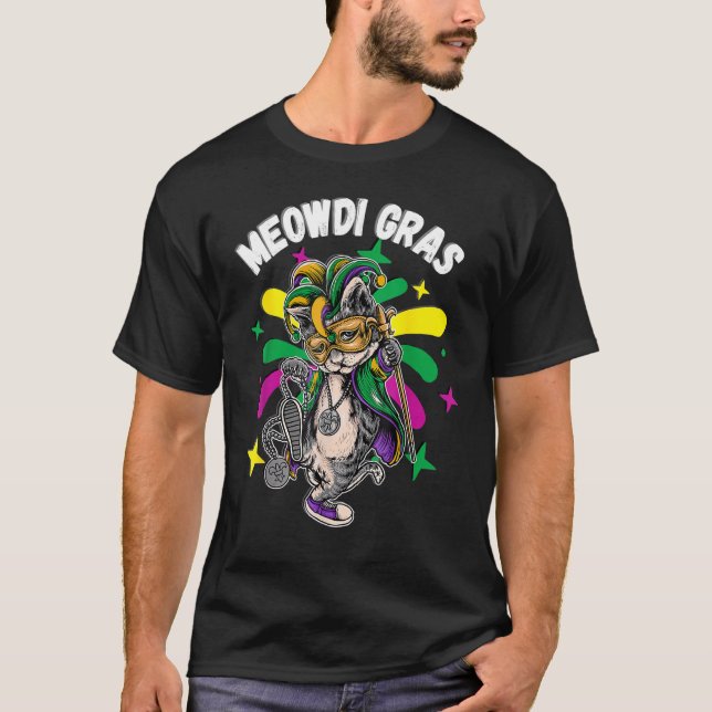Camiseta Meowdi Gras Gats Mardi Gras Neworleans St Louis Fu (Anverso)