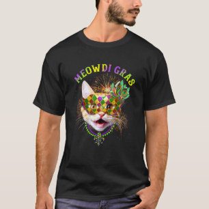 Camiseta Meowdi Gras Kitten Cat Mask Beads Mardi Gras Funny