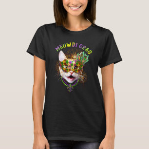 Camiseta Meowdi Gras Kitten Cat Mask Beads Mardi Gras Funny