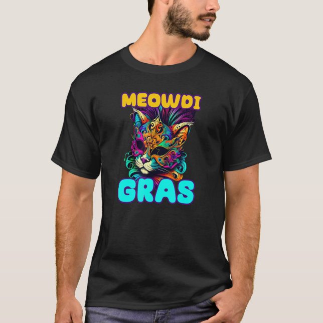 Camiseta Meowdi Gras Mardi Gras Cat (Anverso)