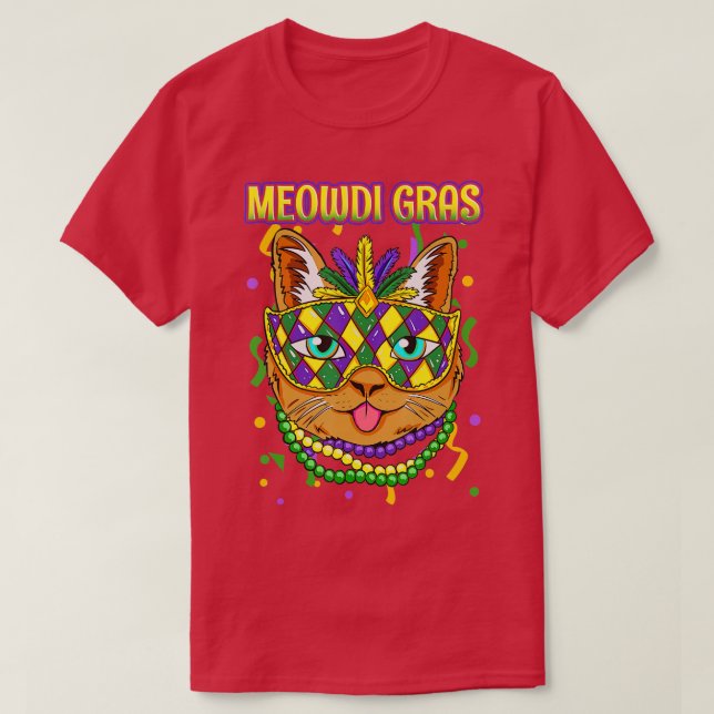 Camiseta Meowdi Gras Mardi Gras Cat Lover New Orleans Louis (Diseño del anverso)