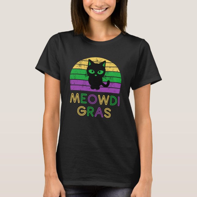 Camiseta Meowdi Gras Mardi Gras Funny Cat Pun Women's (Anverso)