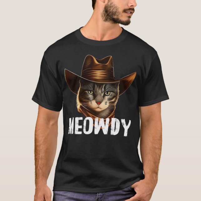 Camiseta Meowdy Cat Cowboy Funny Cat Meme (Anverso)