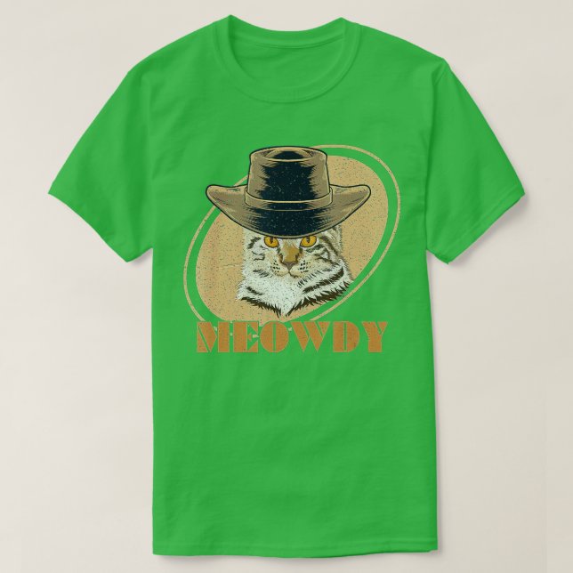Camiseta Meowdy Cat Funny Mashup Between Meow and Howdy  (4 (Diseño del anverso)