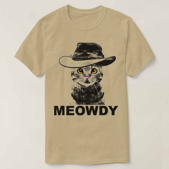 Camiseta Meowdy Cat Funny Mashup entre Meow y Howdy (1 (Diseño del anverso)