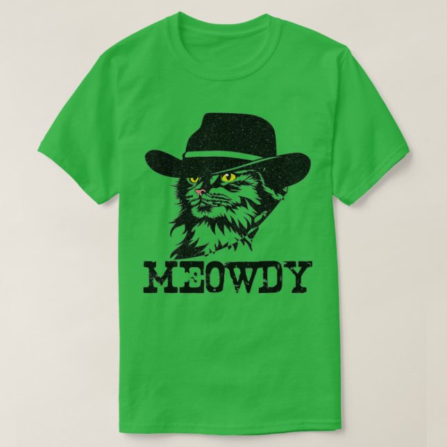 Camiseta Meowdy Cat Funny Mashup entre Meow y Howdy (1 (Diseño del anverso)