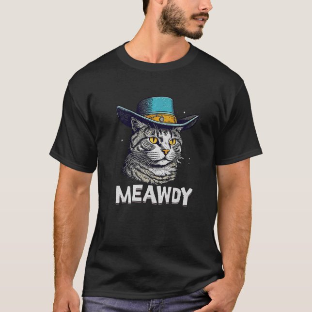 Camiseta Meowdy Cat Meme Texas Funny Cat Cowboy Premium (Anverso)
