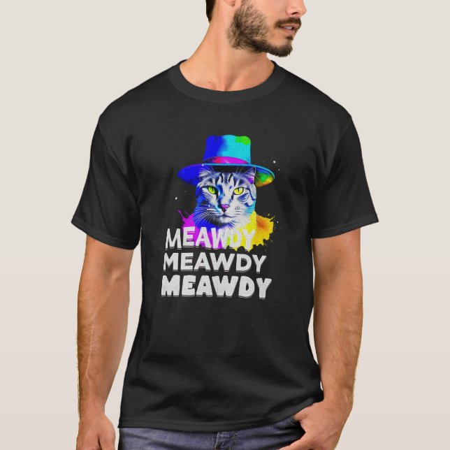 Camiseta Meowdy Cat Meme Texas Funny Cat Cowboy Premium (Anverso)