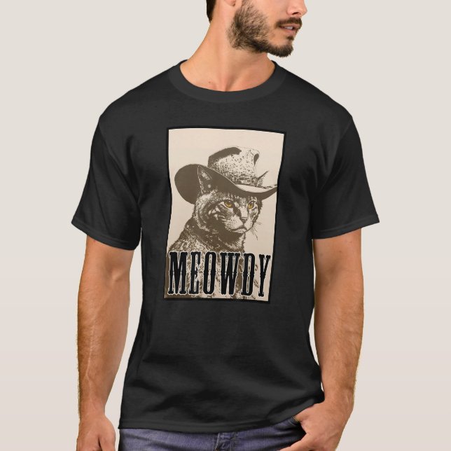 Camiseta Meowdy Cat Shirt - Funny Mashup Meow and Howdy - C (Anverso)