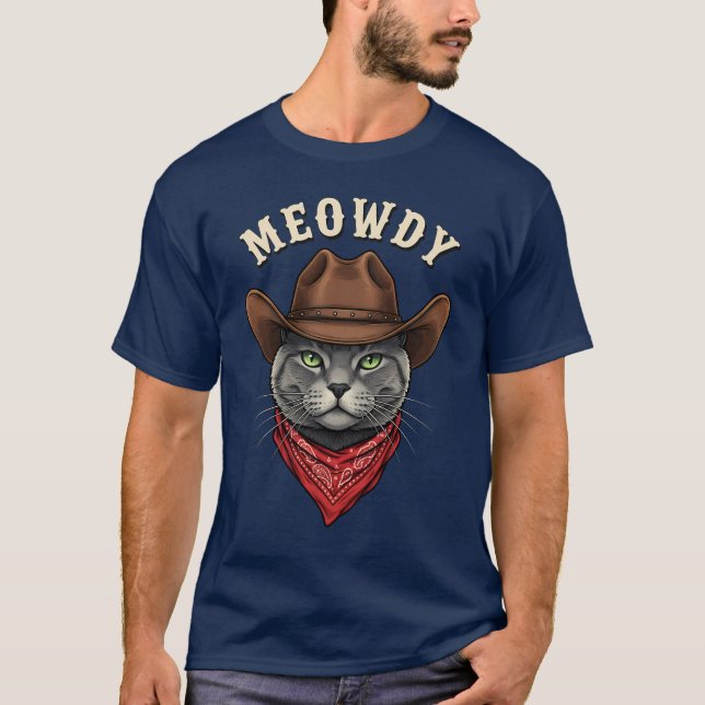 Camiseta Meowdy Cowboy Cat Western Funny Cowpoke Kitty (Anverso)