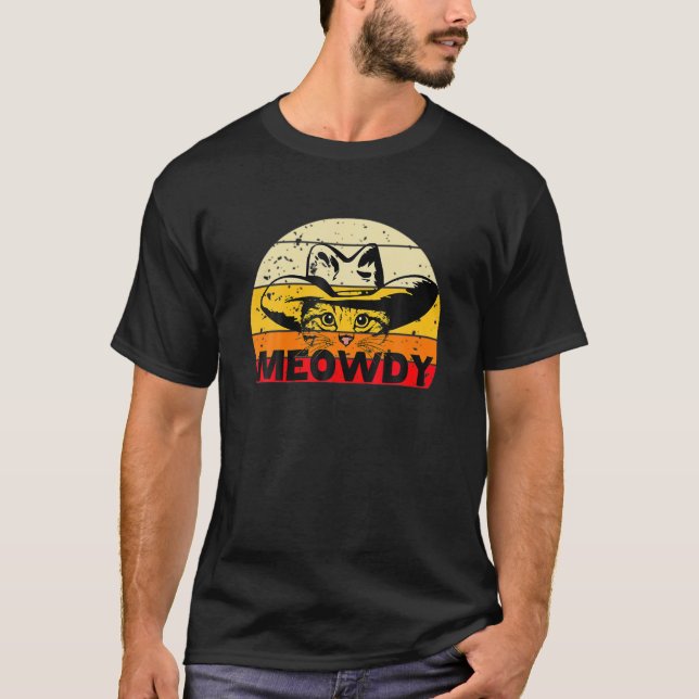 Camiseta Meowdy-Funny Mashup-Between-Meow And Howdy - Cat M (Anverso)