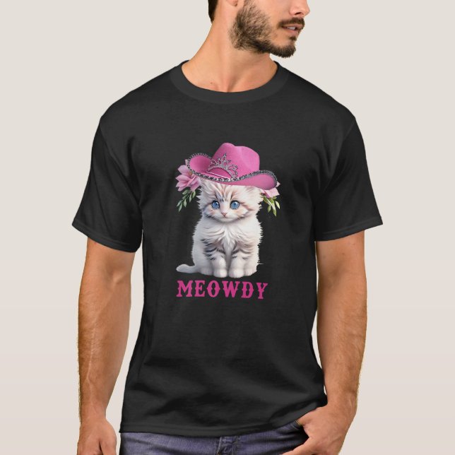Camiseta Meowdy Funny Mashup entre el gato Meow y Howdy Cut (Anverso)