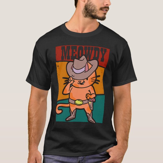 Camiseta Meowdy Funny Mashup entre Meow y Howdy Cat d (Anverso)