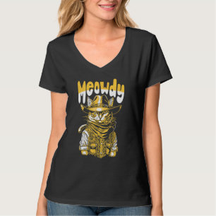 Camiseta ¡Meowdy! Gato Cowboy de música country divertida