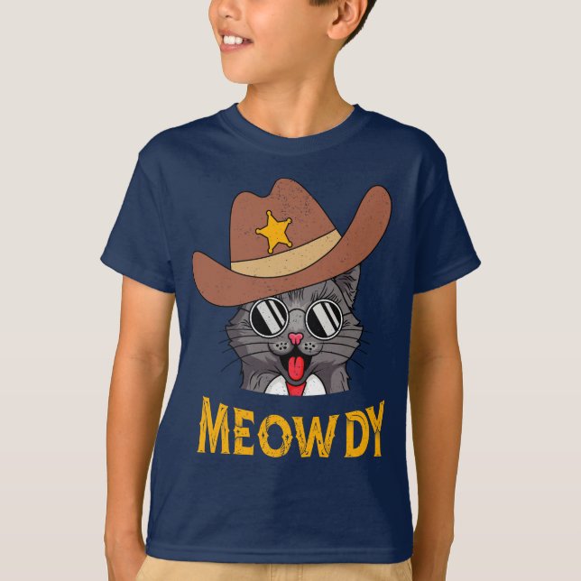 Camiseta ¡Meowdy! Gato de un país gracioso vestido con un r (Anverso)