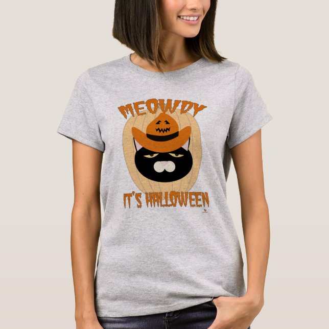 Camiseta Meowdy Halloween Cat Fun Personalizado (Anverso)