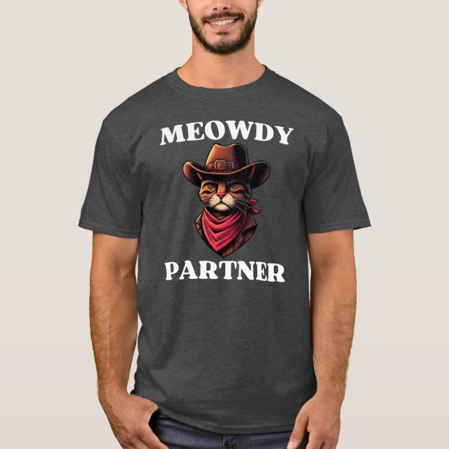 Camiseta Meowdy Partner Cowboy Cat Puns (Anverso)