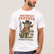 Meowdy Partner – Diseño divertido de gato vaquero